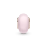 Charm De Cristal Murano Rosa Mate Recubrimiento en Oro Rosa de 14k