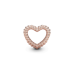 Charm corazón abierto con cuentas Recubrimiento en Oro Rosa de 14k