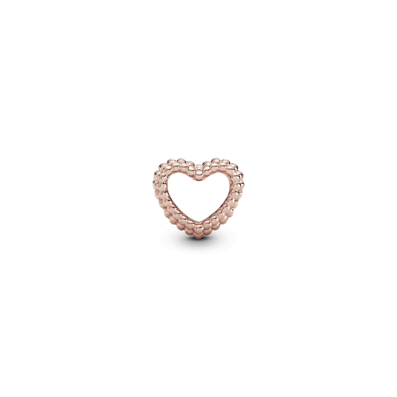 Charm corazón abierto con cuentas Recubrimiento en Oro Rosa de 14k