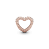 Charm corazón abierto con cuentas Recubrimiento en Oro Rosa de 14k