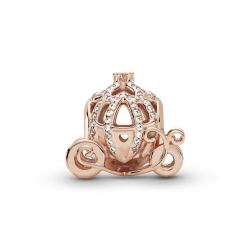 Charm Recubrimiento en Oro Rosa de 14k de carruaje brillante Cenicienta de Disney