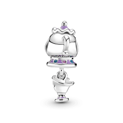 Charm Colgante En Plata De Ley Sra. Potts Y Chip La Bella Y La Bestia De Disney