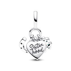 Charm Colgante Triple Trébol de Cuatro Hojas, Corazón y Herradura Pandora Plata Esterlina