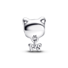 Charm Gato mascota y moño Pandora Plata Esterlina