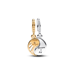 Charm colgante separable de dos tonos Sol y Luna Recubrimiento en Oro de 14k | Pandora Plata Esterlina