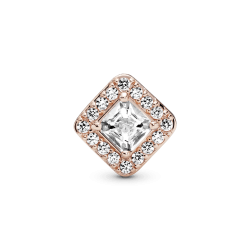 Charm cuadrado con halo brillante Recubrimiento en Oro Rosa de 14k