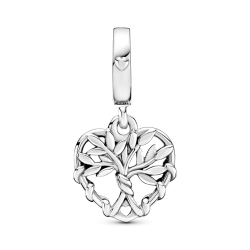 Charm colgante de corazón con árbol genealógico