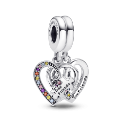 Charm colgante Corazones de Amistad separables con pieza de rompecabezas Pandora Plata Esterlina