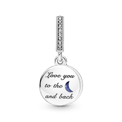 Charm Colgante Doble En Plata De Ley Árbol & Luna De La Galaxia