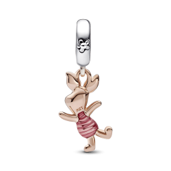 Disney Winnie Pooh, charm colgante Piglet Recubrimiento en Oro Rosa de 14k