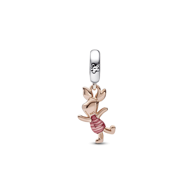 Disney Winnie Pooh, charm colgante Piglet Recubrimiento en Oro Rosa de 14k