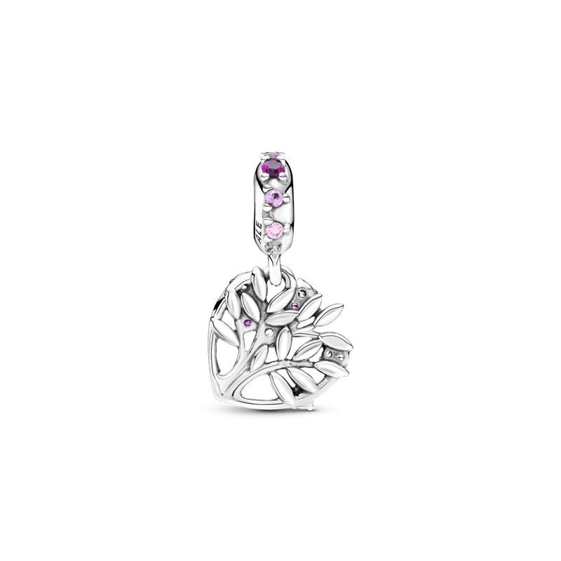 Charm colgante árbol genealógico con corazón rosa