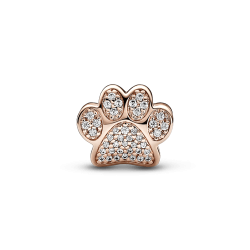 Charm Huella de patita reluciente Recubrimiento en Oro Rosa de 14k