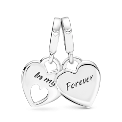 Charm colgante de doble corazón dividido