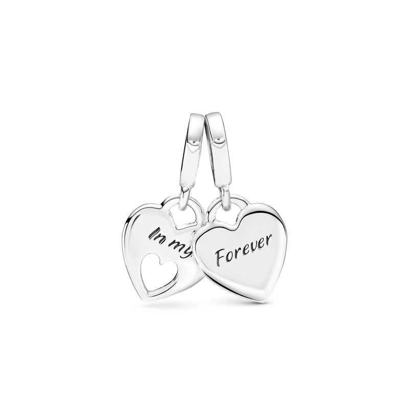 Charm colgante de doble corazón dividido