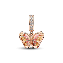 Charm Colgante de Cristal de Murano Rosa y Amarillo Mariposa