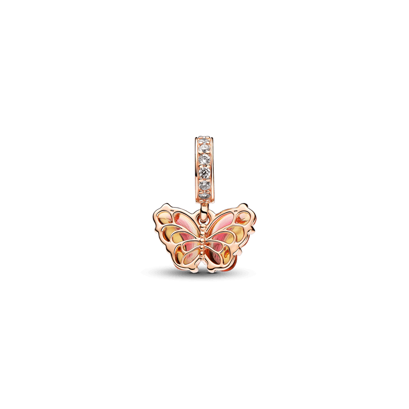 Charm Colgante de Cristal de Murano Rosa y Amarillo Mariposa