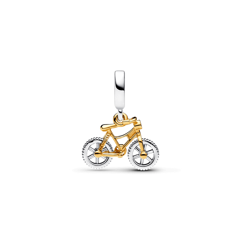 Charm Colgante Ruedas de Bicicleta Girando en Dos Tonos