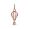 Charm Colgante Globo Aerostático Rosa Resplandeciente Recubrimiento en Oro Rosa de 14k
