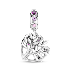 Charm colgante árbol genealógico con corazón rosa