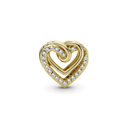 Charm Corazones Entrelazados Resplandecientes Recubrimiento En Oro 14k