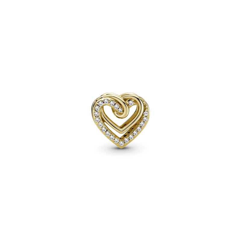 Charm Corazones Entrelazados Resplandecientes Recubrimiento En Oro 14k