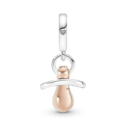 Charm Colgante Chupón De Bebé Recubrimiento En Oro Rosa De 14K