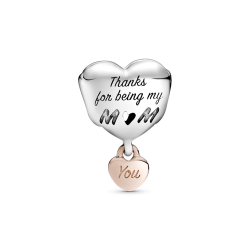 Charm Corazón Yo te amo mamá Recubrimiento en Oro Rosa de 14k