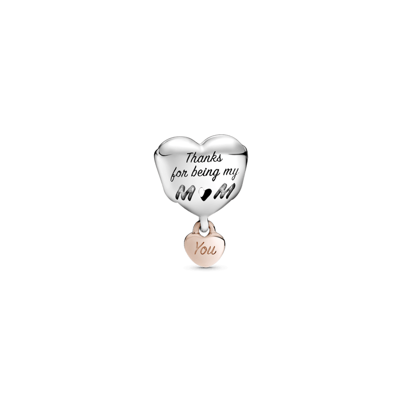 Charm Corazón Yo te amo mamá Recubrimiento en Oro Rosa de 14k