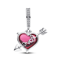 Charm Colgante de Cristal de Murano Corazón Rojo y Flecha