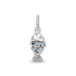 Charm Colgante Pez Con Escamas Azules