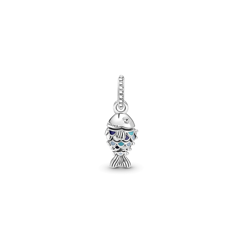 Charm Colgante Pez Con Escamas Azules
