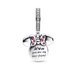 Charm Colgante doble Silueta de Minnie Mouse de Disney Recubrimiento en Oro Rosa de 14k