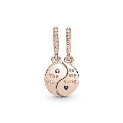 Charm Colgante Separable Yin Y Yang Reluciente Recubrimiento En Oro Rosa 14k