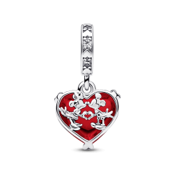Charm colgante de cristal Murano rojo Beso de Mickey y Minnie Mouse de Disney