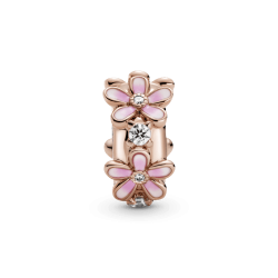 Clip Charm Fijo Margarita Rosa Recubrimiento en Oro Rosa de 14k