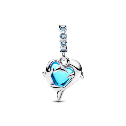 Charm Colgante Delfines de Cristal de Murano Azul