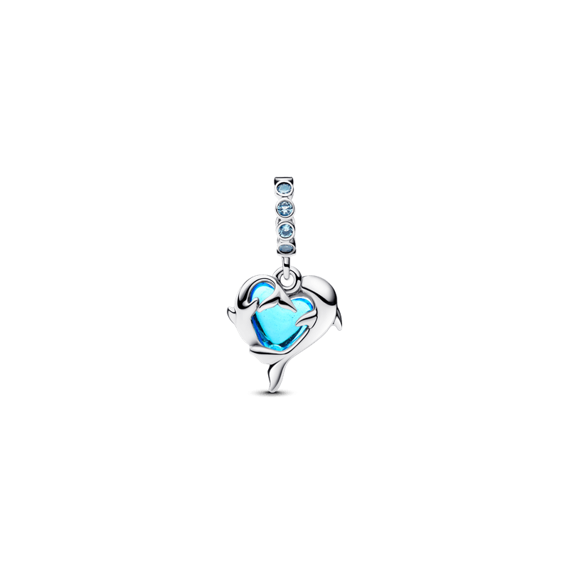 Charm Colgante Delfines de Cristal de Murano Azul