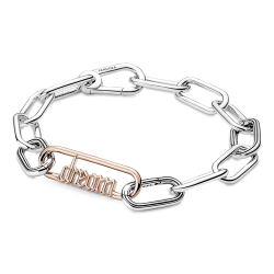 Eslabón De Estilo Con La Palabra Sueño Recubrimiento en Oro Rosa De 14K Pandora Me