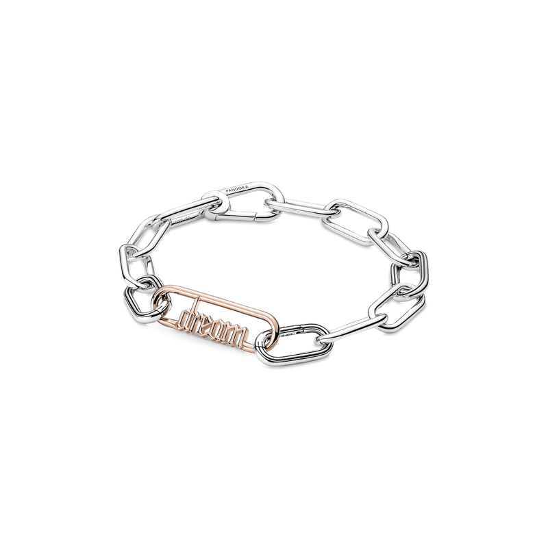 Eslabón De Estilo Con La Palabra Sueño Recubrimiento en Oro Rosa De 14K Pandora Me