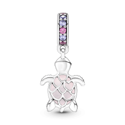 Charm colgante Tortuga de mar rosa de cristal Murano