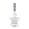 Charm colgante Tortuga de mar rosa de cristal Murano