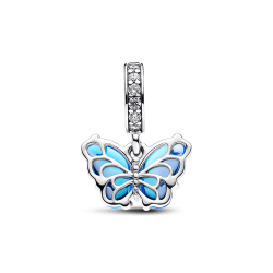Charm Colgante Mariposa de Cristal Murano azul Pandora Plata Esterlina