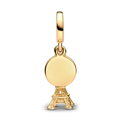 Charm Colgante Doble Grabable Torre Eiffel de París con Diamante Creado en Laboratorio