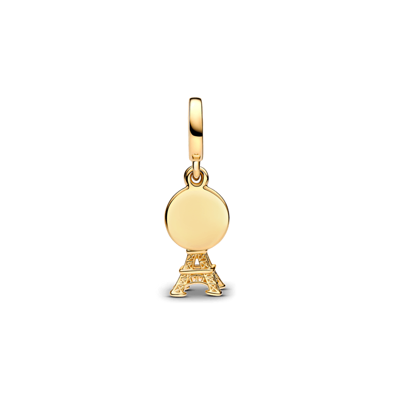 Charm Colgante Doble Grabable Torre Eiffel de París con Diamante Creado en Laboratorio