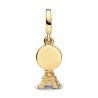 Charm Colgante Doble Grabable Torre Eiffel de París con Diamante Creado en Laboratorio