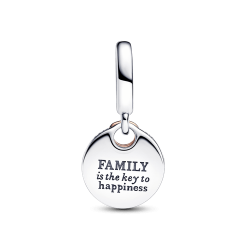 Charm Colgante Doble Llave a la Felicidad en Dos Tonos