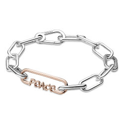 Eslabón De Estilo Con La Palabra Paz Recubrimiento en Oro Rosa De 14K Pandora Me