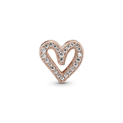 Charm resplandeciente Corazón de diseño libre Recubrimiento en Oro Rosa de 14k