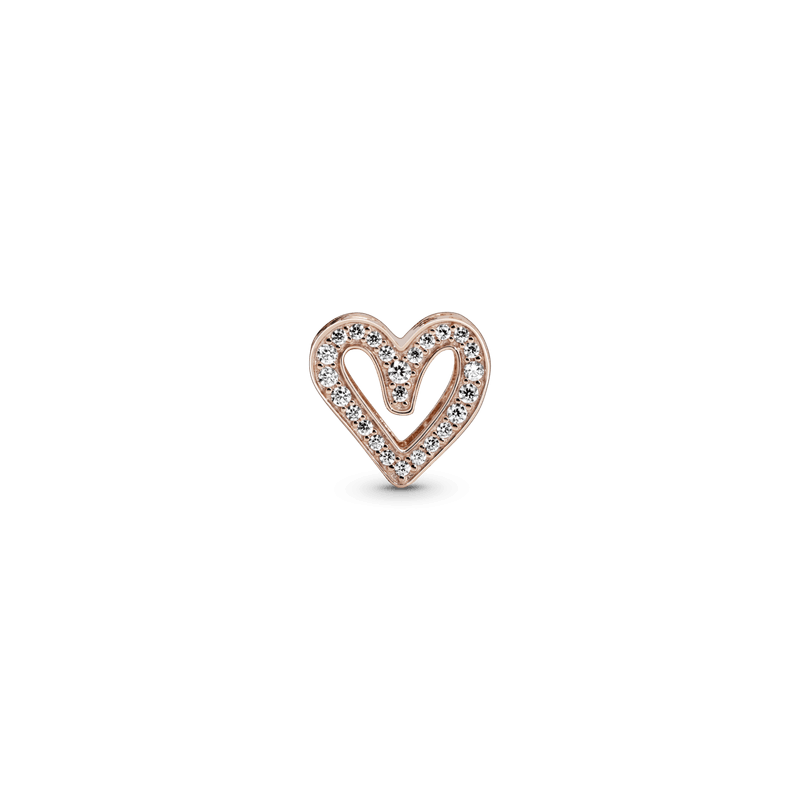 Charm resplandeciente Corazón de diseño libre Recubrimiento en Oro Rosa de 14k
